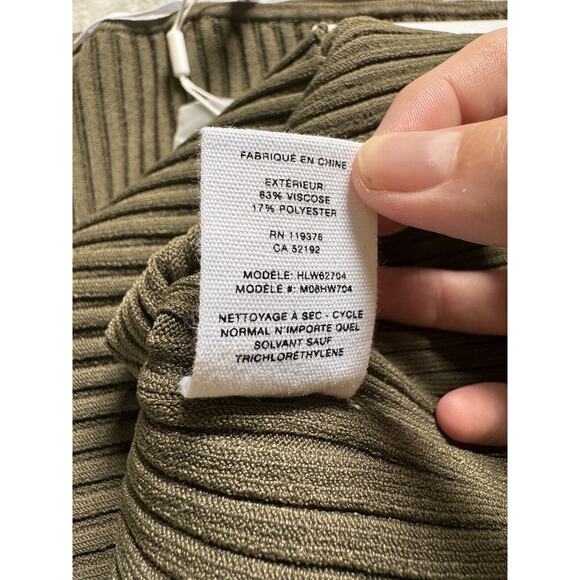 Helmet Lang Womens Top Cross Strap Rib Knit Cut Out Green Sleek Large NWT - Picture 12 of 12